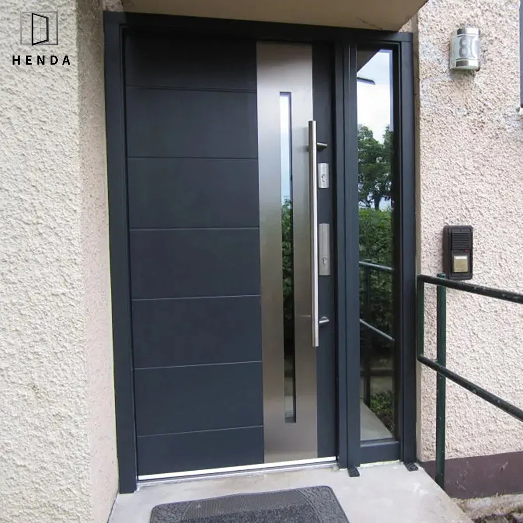 Precio al por mayor Diseño moderno Hierro Principal Doble Puerta Entrada Seguridad frontal Metal Interior exterior Nueva puerta de acero pivotante