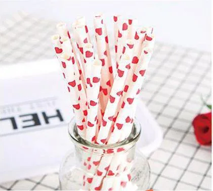 Fantastic Quality Assorted Biodegradable Party Supplies Heart FDA Drinking Paper Straw