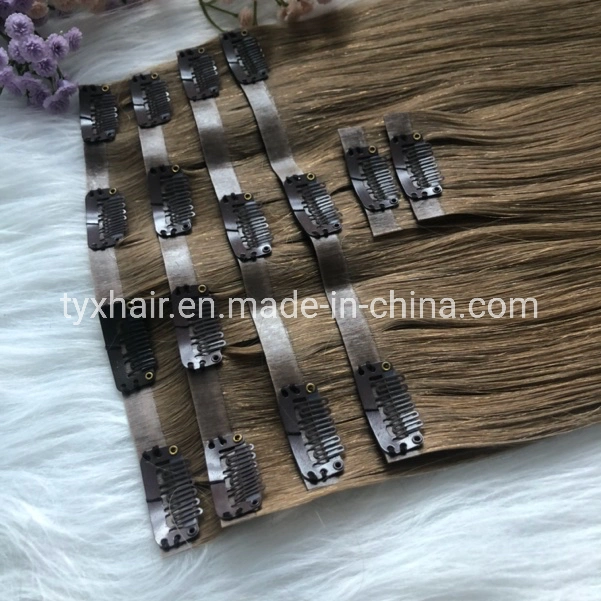 Hair Extension Real Human Hair Clip Hair in Seamless Hair Extension with PU Weft Trick Hair Bundle Natural Straight Hair Remy Hair