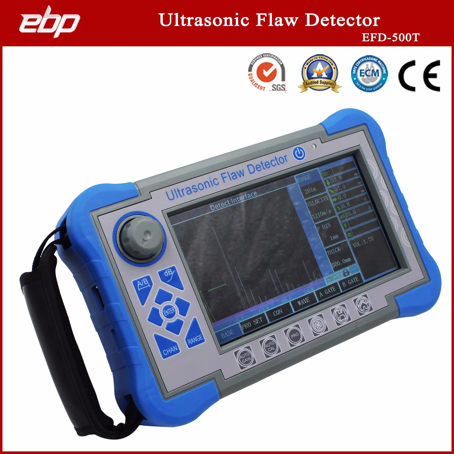 Universal Ultrasonic Flaw Detector Weld NDT Test Equipment with LED Backlight Bright