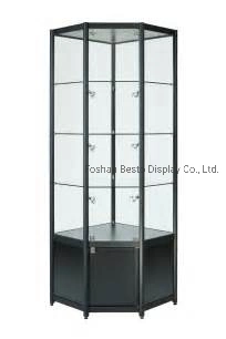 Aluminium Glass Corner Showcase Display Counter Cabinet for Retail Display by 750mm W X 750mm D X 900mm H