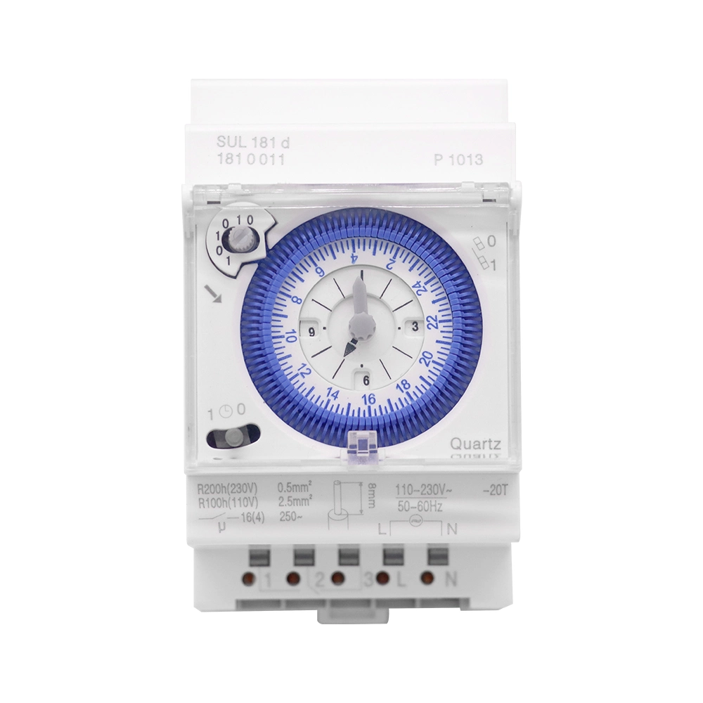 Sul181d Mechanical Timer 24 Hours Time Switch Relay Electrical Programmable Timer 24 Hour DIN Rail Timer Switch