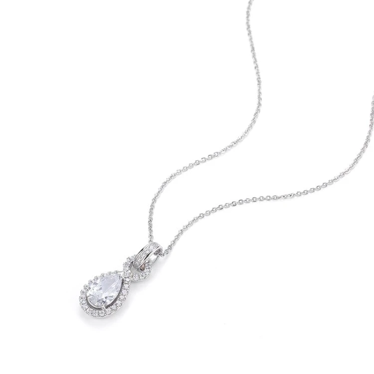 بيع جيد مجوهرات كوستومي فاخرة مجوهرات المرأة البيضاء زركونيا تيارروب ذكرى قلادة فضية
