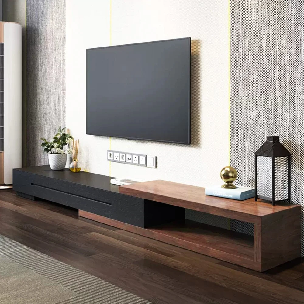 Полностью собранная подставка для телевизора Povison Modern Extendable Black Wood Media Console 78.7 дюйма