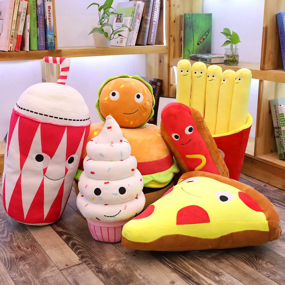 Creative Simulation Food Burger French Fries oreiller Foodie Doll peluche Jouet