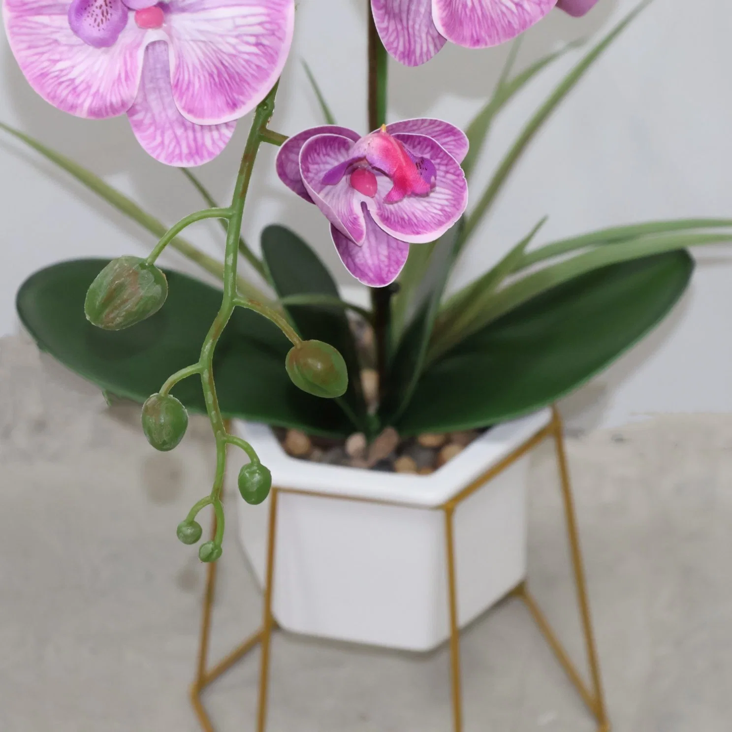 Plante d'orchidée en soie avec fleur rose artificielle pour mariage.