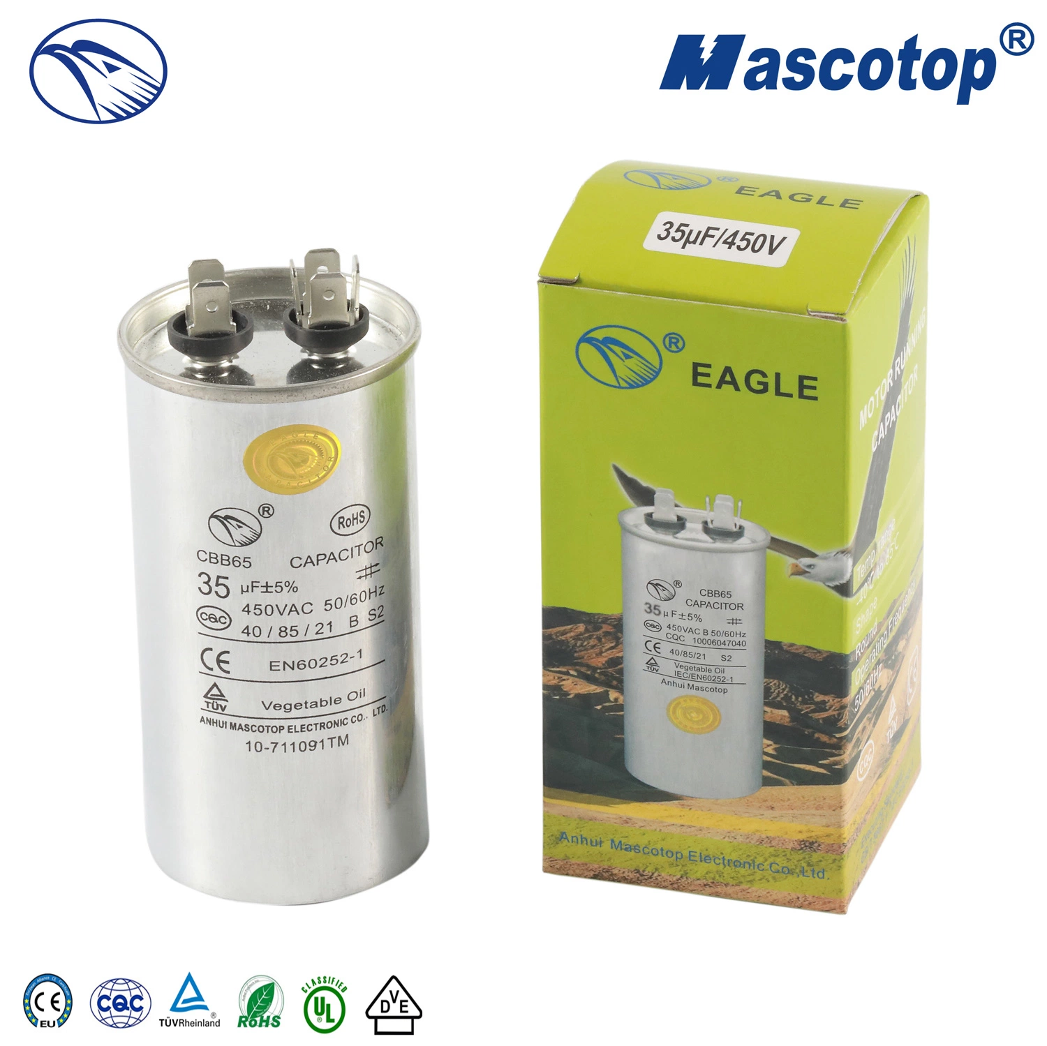 Cbb65 AC Running Aluminum Round Capacitor with RoHS UL Certification Suitable for Air Conditioner Compressor