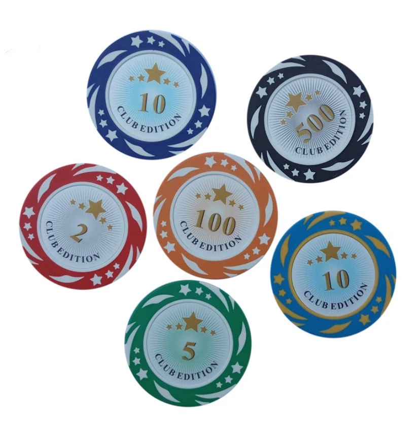 Nuevo diseño del fabricante de chips de póker del conjunto de chips de arcilla de la moneda 13,5g Chips de plástico Promoción de Productos