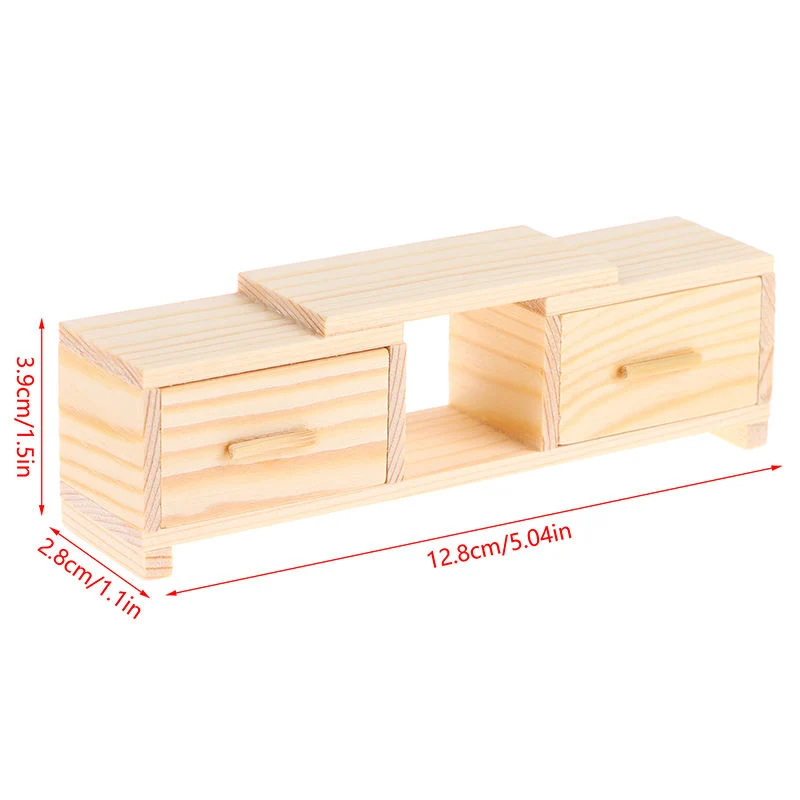 1: Meuble de téléviseur miniature en bois de 12 poupées / meuble pour accessoires de maison de poupées