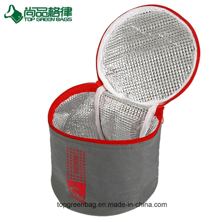 Insulated Travel Zipper Round Tote Lunch Cooler Storage Bags for Delivery