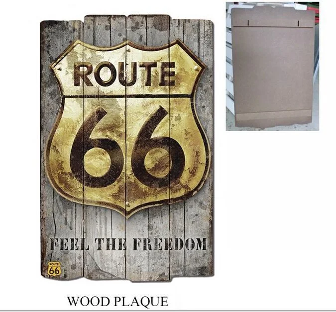 Wholesale/Supplier Wooden Plaque with Old Route 66 Designs for Wall Decor