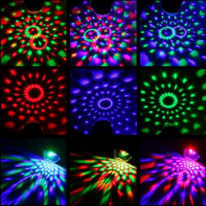 Sound Activated Rotating Crystal Magic Ball LED DJ Party Disco Stage Lights