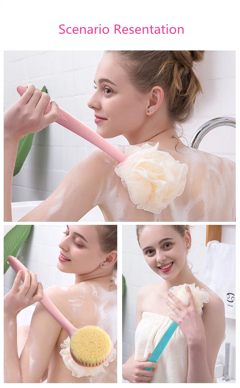 Bathing Artifact Bath Brush Back Bath Flower Ball Brush Long Handle Rub Mud Soft Hair Bath Brush Rub Back Rub Bath Towel