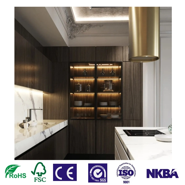 Solution de service à guichet unique de design intérieur des armoires de cuisine de la membrane en PVC