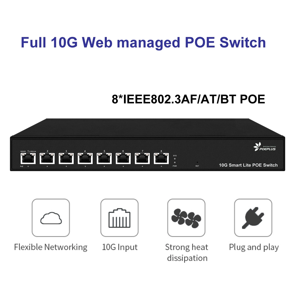 8 Ports Web Managed 10g Poe Switch