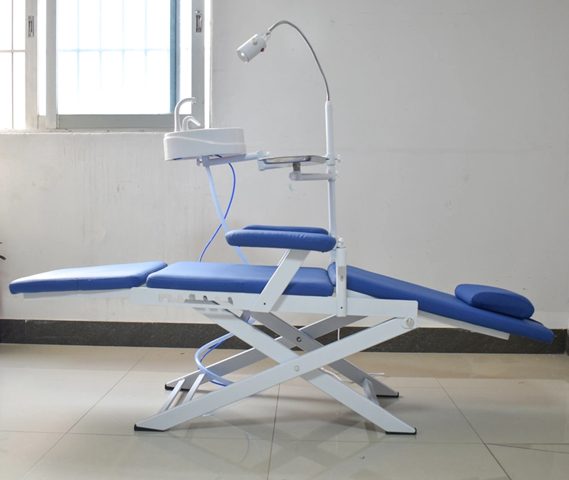 Cadeira dobrável Dental portátil com luz LED e turbina pneumática Unidade