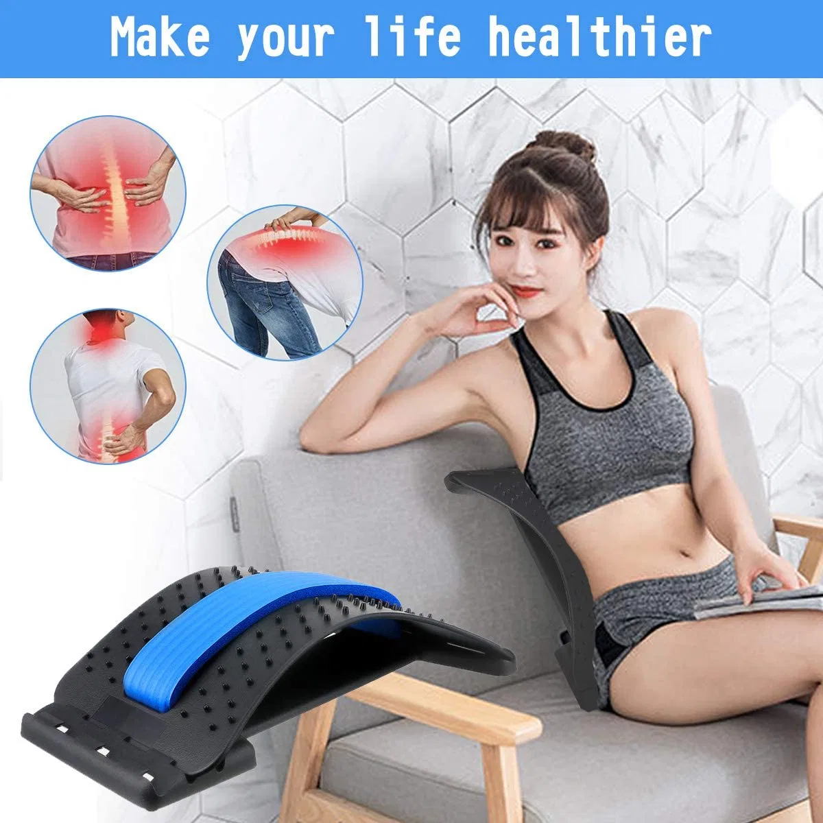 Back Stretching Device, Immediate Relief Back Massager for Back Pain