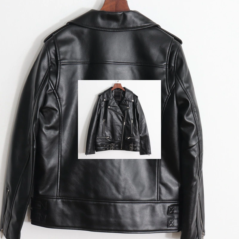 Winter PU Jackets Cow Coats Leather Bike Outerwear Scooter Apparel