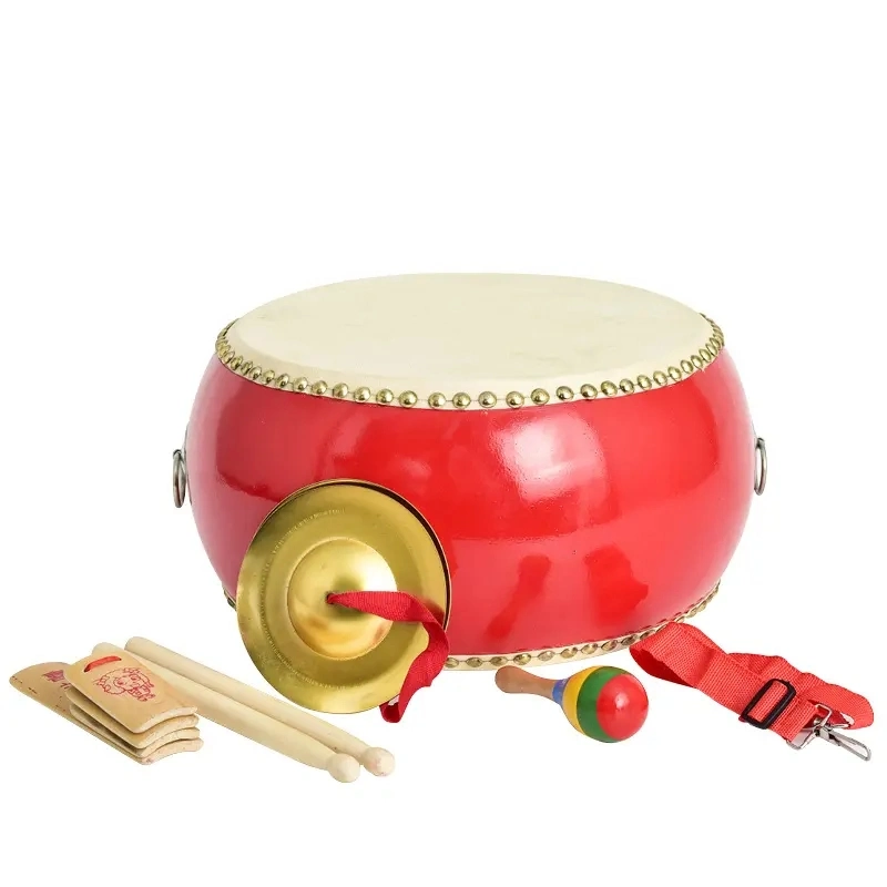 China Traditional Style Instrument Musical Wooden Red Drum Wooden Toys