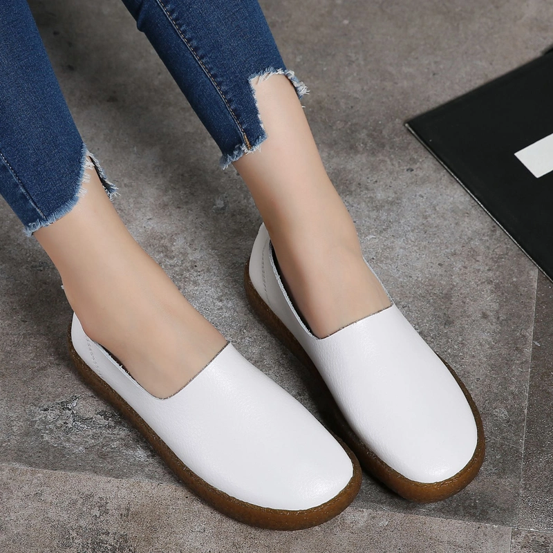 Special Upper Design Women Beautiful Leather 2019 Ladies Footwear Flat Shoes