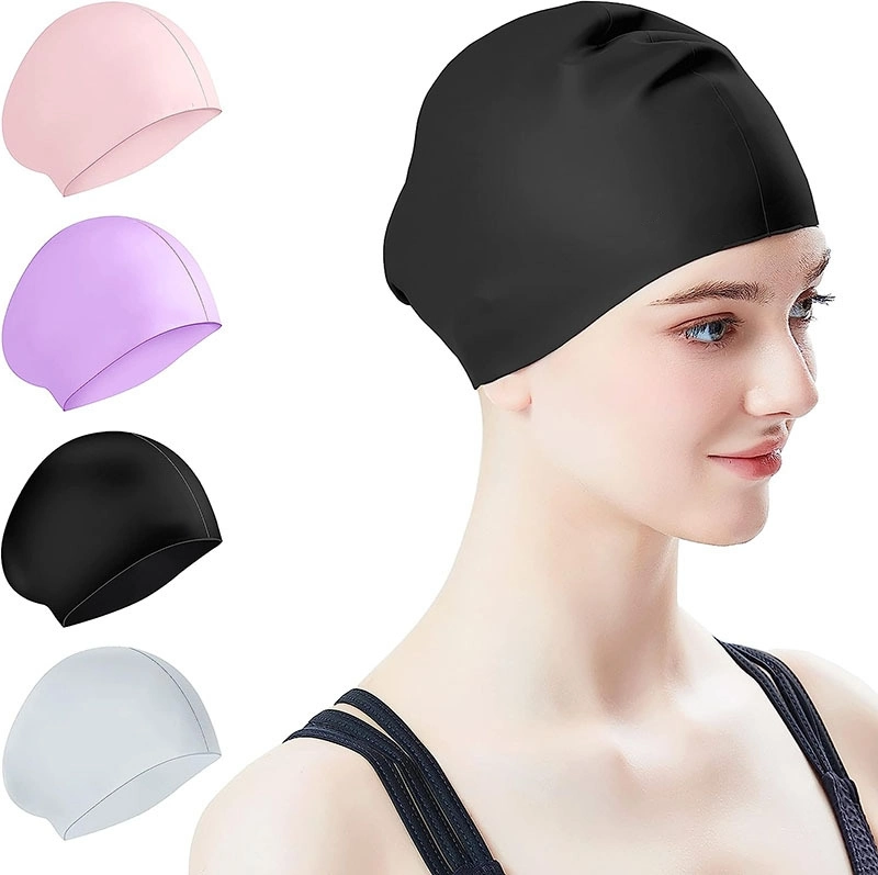 Personalizado para hombre y mujer versátil de silicona elástica alta de color impermeable Gorra de natación