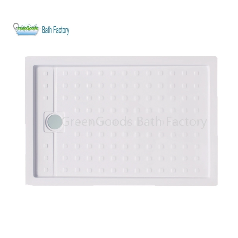 CE Corner Drain Quadrant Shower Tray Base in White with Drain