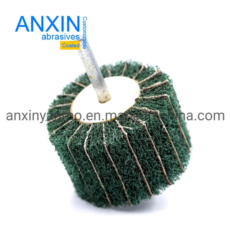 Non Woven Sand Cloth Flap Wheel Mounted Interleaf Abrasive Wheel with Shank for Stainless Steel