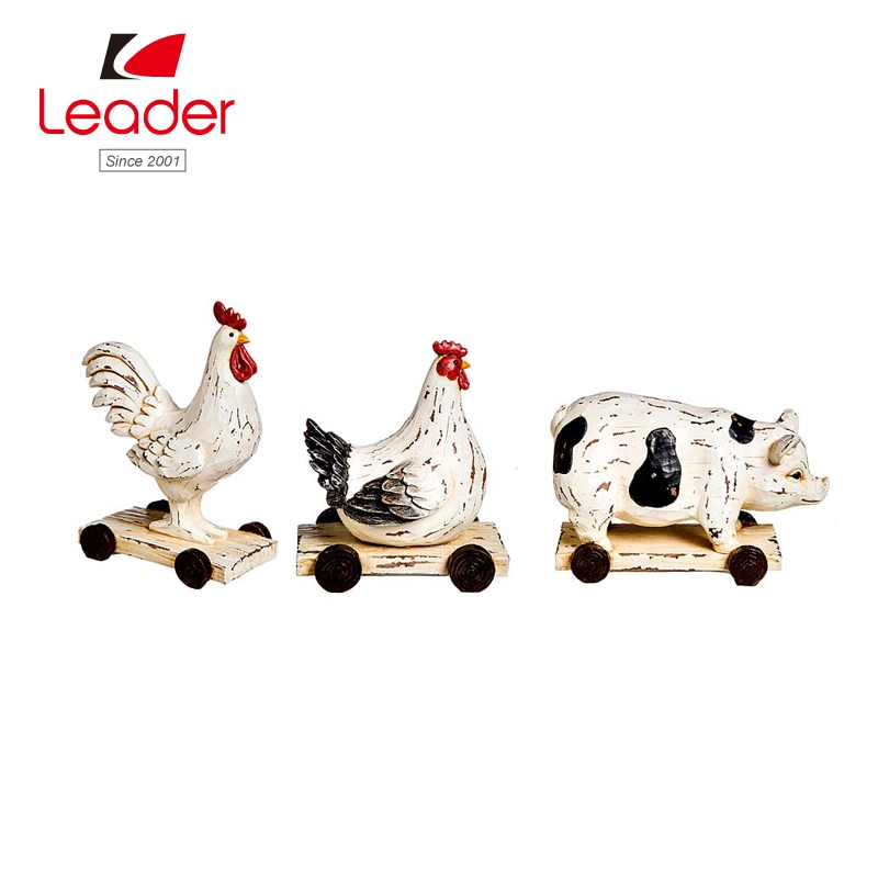 Resin Farm Animal Statuetable Dekor, Set von 3