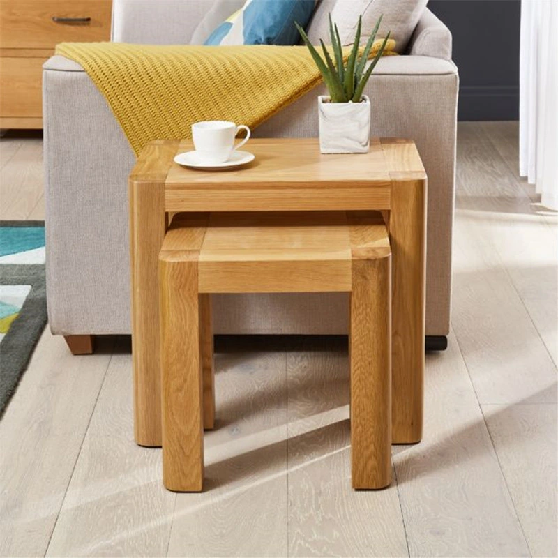 China Wholesale/Supplierr Wooden Furniture Soho Oak Nest of 2 Tables Rustic Rectangle Tea Table Nest Sofa Center Coffee Table Used in The Living Room and Bedroom