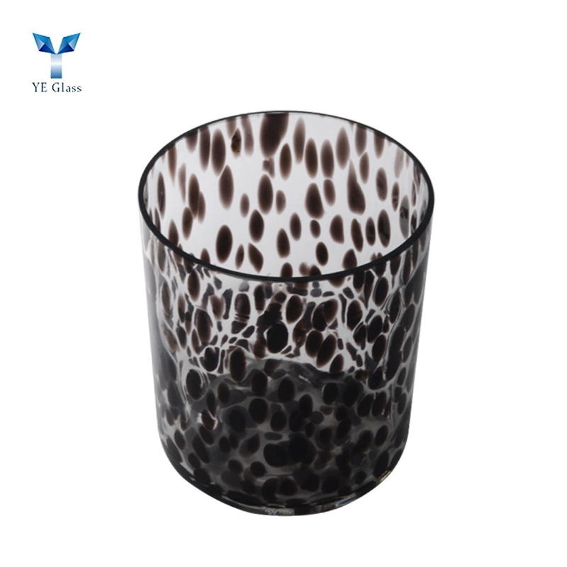 Luxury Popular Hand Blown White Brown Leopard Large Vogue Glass Candle Jar