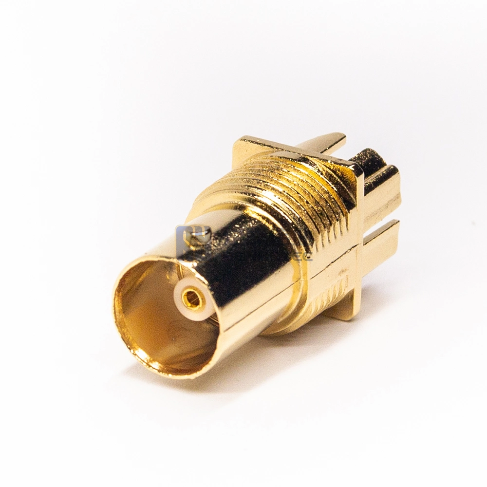 BNC Female Connector Straight PCB Edge Mount CCTV Camera Coaxial Gold