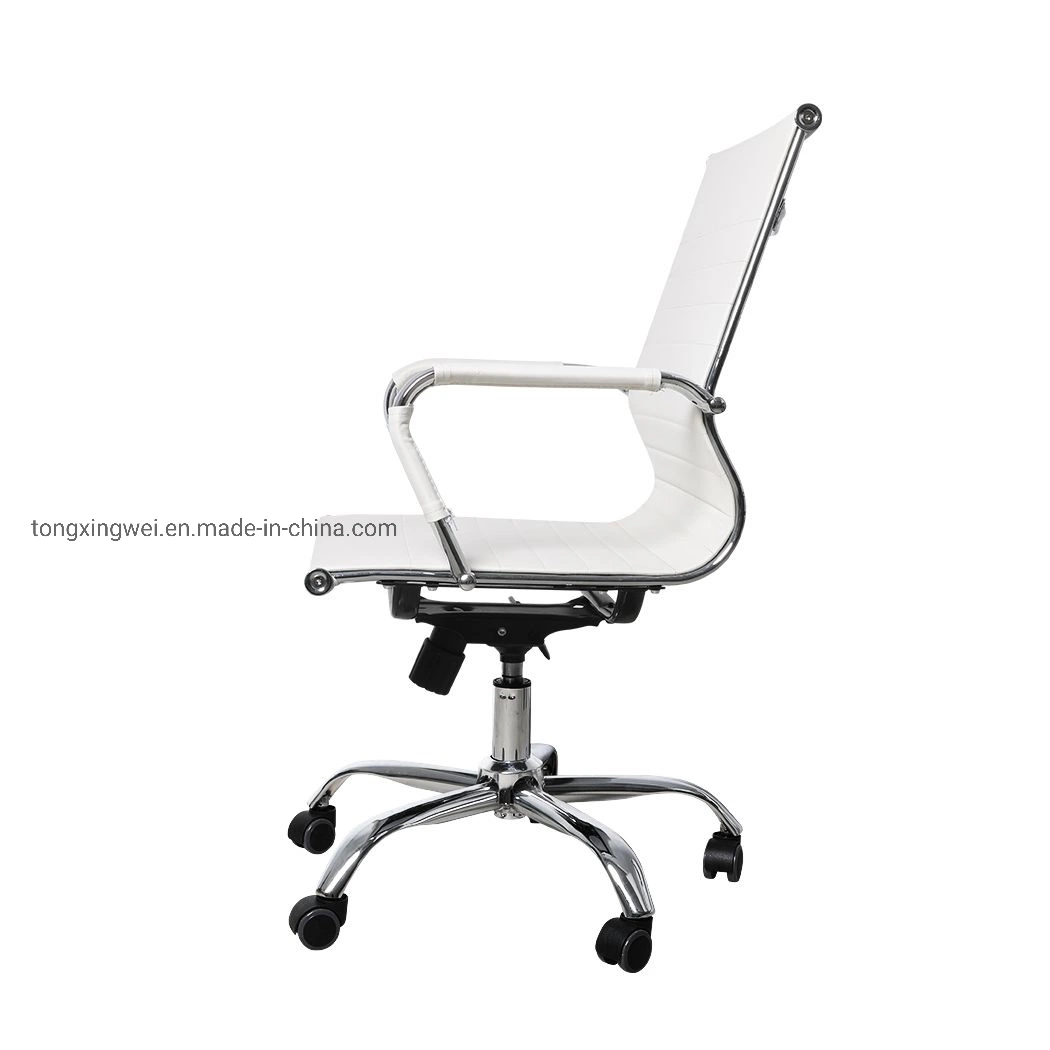 Modern MID-Back Ribbed Upholstered Conference Office Chair White