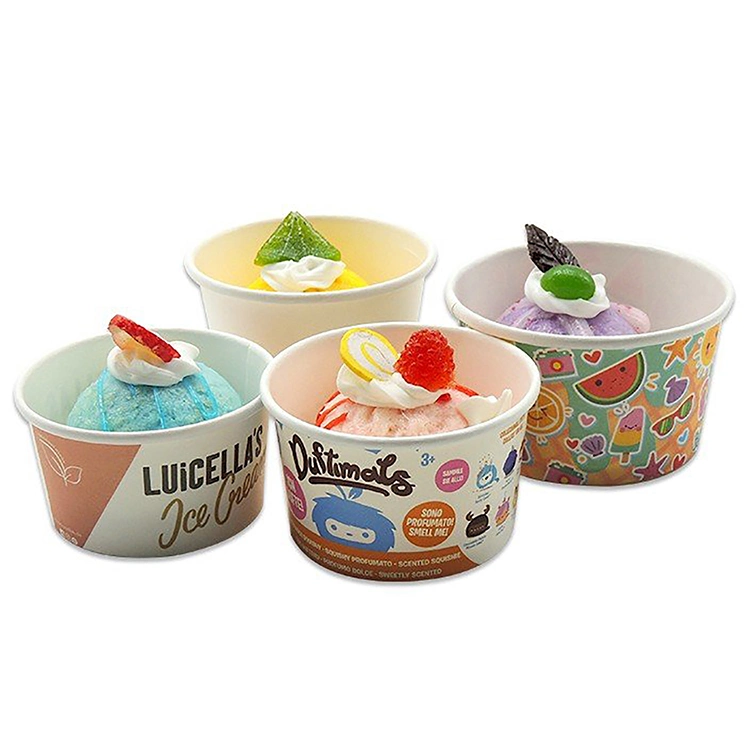 Custom Printed Paper Dessert Cups Bowl 12oz Ice Cream Paper Cup