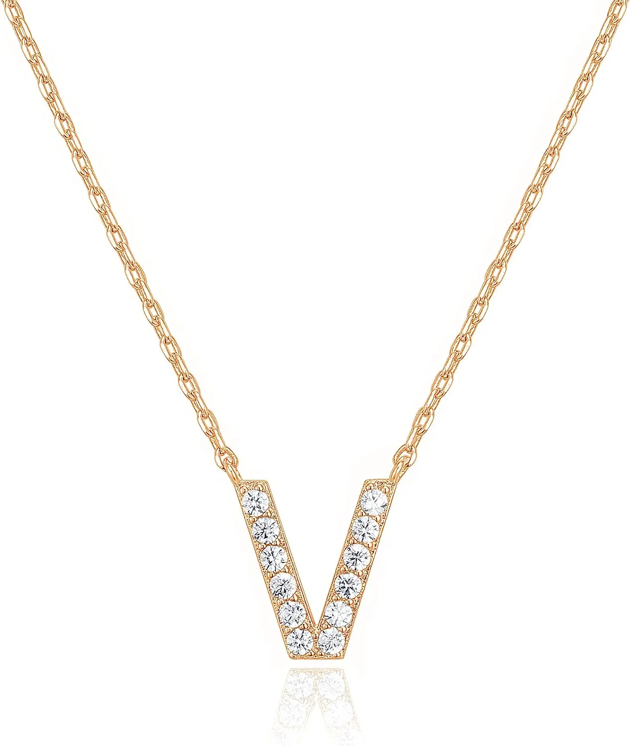 Letter Dainty 14K White Gold Plated Cubic Zirconia Initial Necklace