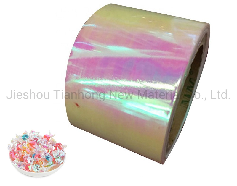 Transparent Pet/PVC Twist Film Polyester Pet Rainbow Film for Candy Confectionery Wrapping Twist Fiber Film Candy Packaging Film Iridescent Film