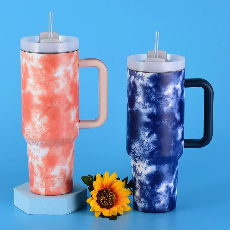 40 Oz. Marble Waves Tumbler Reusable Marbling Stone Coffee Travel Mug Tea Drinking Wine Smoothie Cups