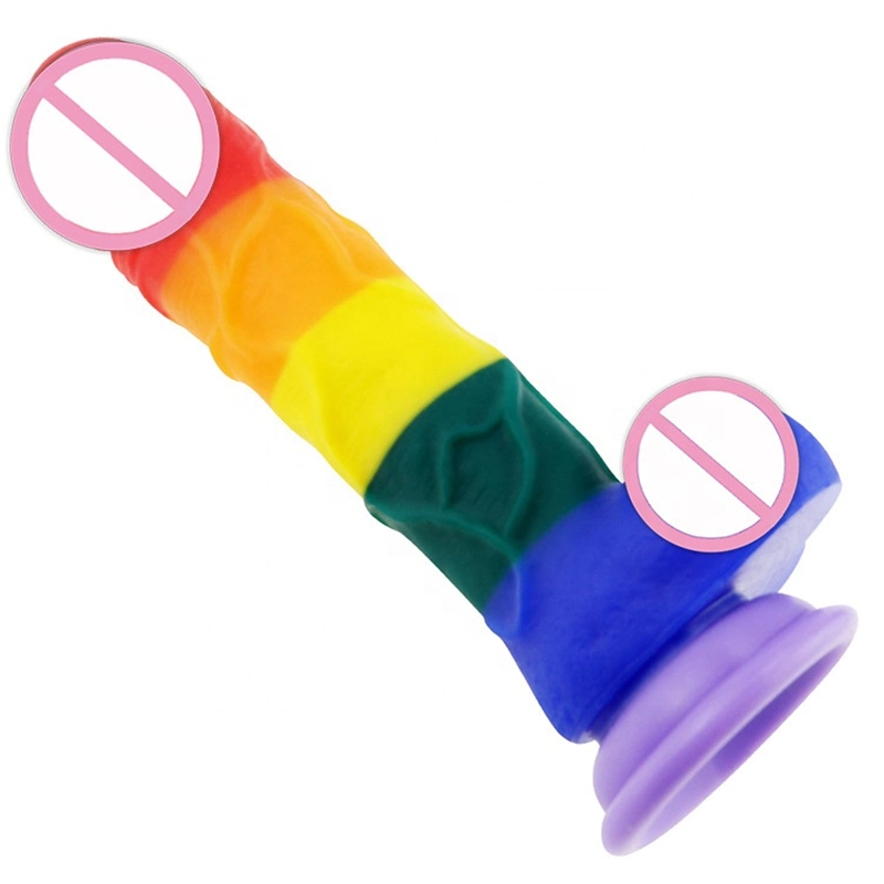 Rainbow Colorful Dildos with Strong Suction Cup for Women Masturbation Sex Toy