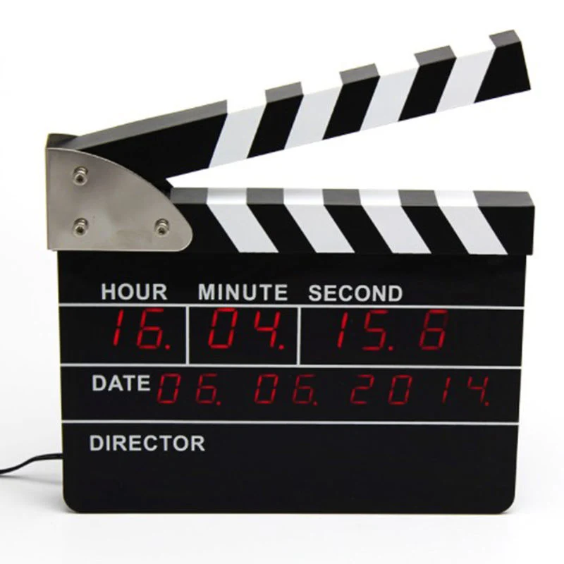 Movie Clapboard LED Calendar Table & Wall Mounted Dual Usages Alarm Clock