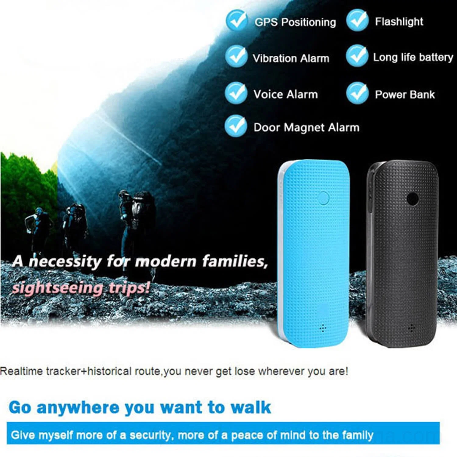 Hot Selling 2G GSM Real Time Position Large Battery Capacity Mini Portable GPS Tracking Device with Torch Light V20