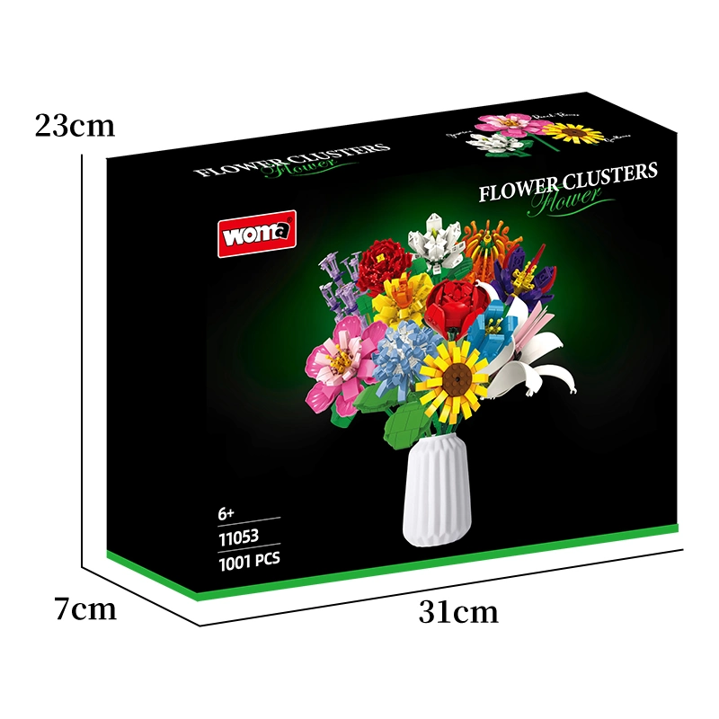 Woma Toys CPC Amazon Hottest Sale Customize Adult Decompression Toy Kids Moc Flower Rose Model Child Sunflower DIY Building Block Brick Set 12 Type Flower Toy