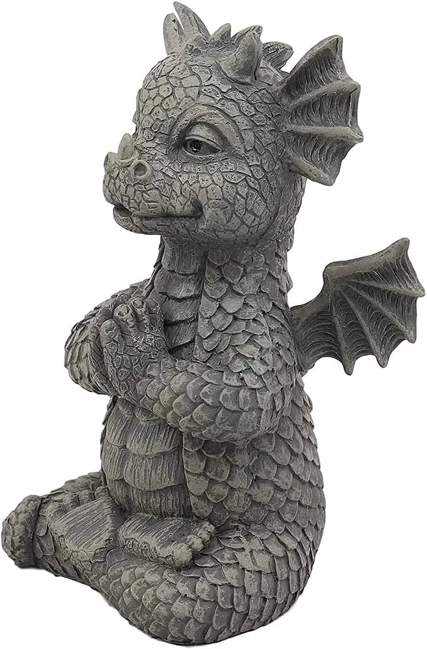 Garden Dragon estátua mão juntos resina Dinosaur decoração exterior