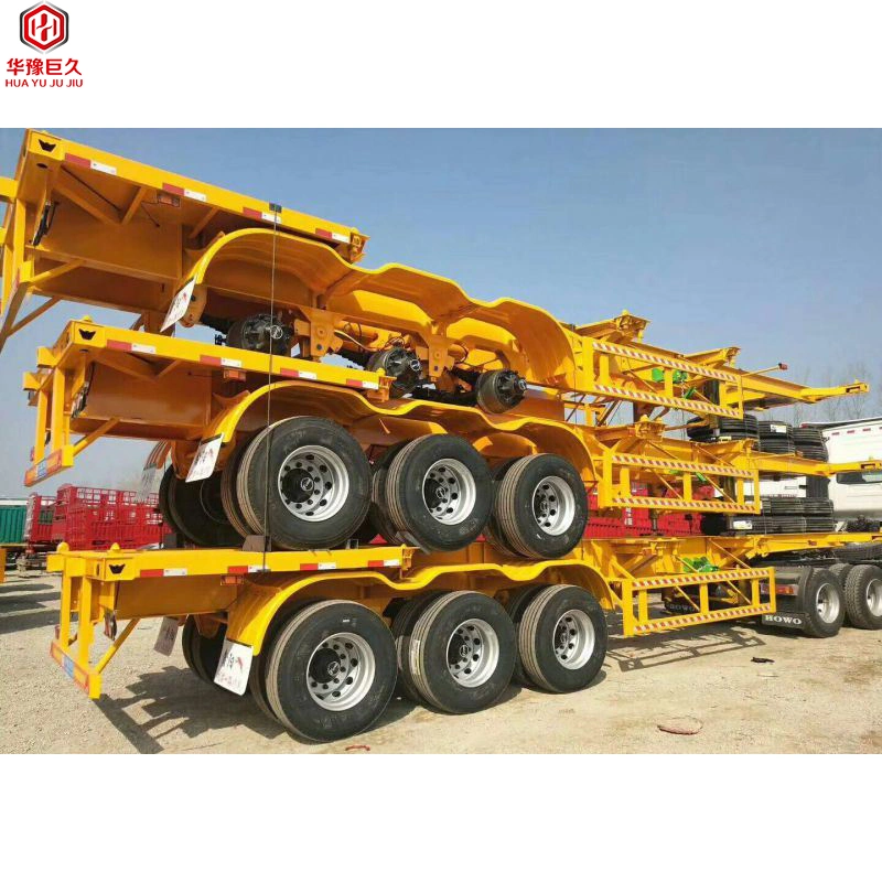 China 3 Axle 20/40/45FT Skeleton Semi Trailer 60 Ton Container Transportation