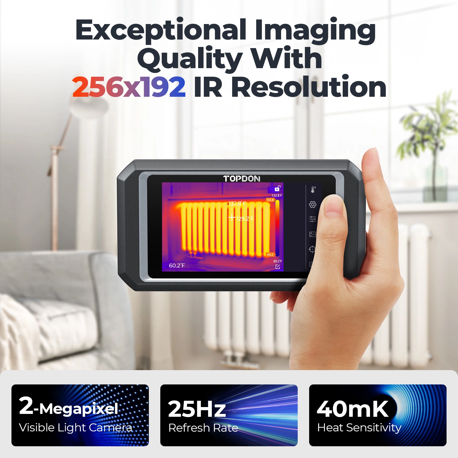 Topdon Tc003 Portable Smart 256X192 High Resolution Touch Screen Android Windows Wholesale Price IR Infrared Imager Thermal Imaging Camera Thermography Machine