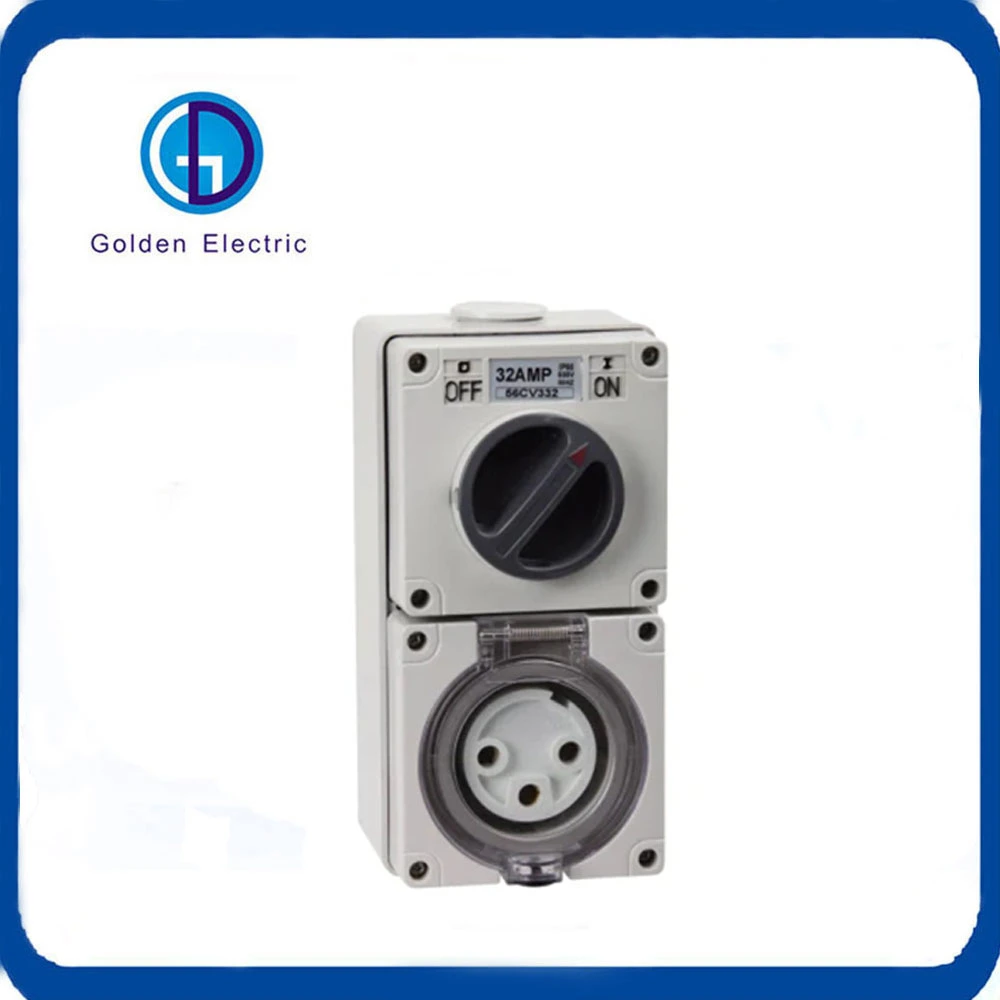 5pin 10A 20A 32A 40A 50A Industrial IP66 Combination Surface Switch Socket Outlet Electrical Switchgear