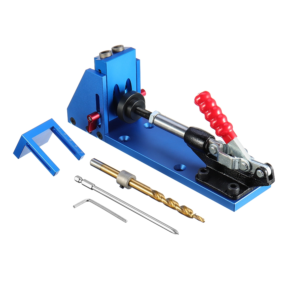 Xk-2 Aluminum Alloy Pocket Hole Jig System Woodworking Drill Guide with Toggle Clamp 9.5mm Step Drill Bits