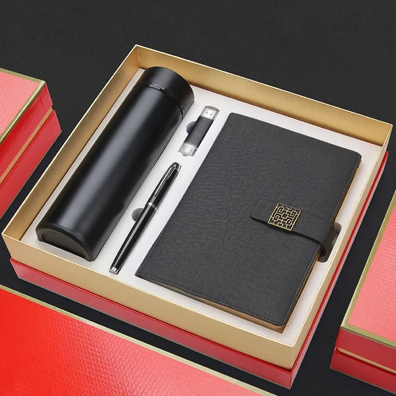 Notebook Business Gift Set Stainless Steel Vacuum with Metal Pen U Disk