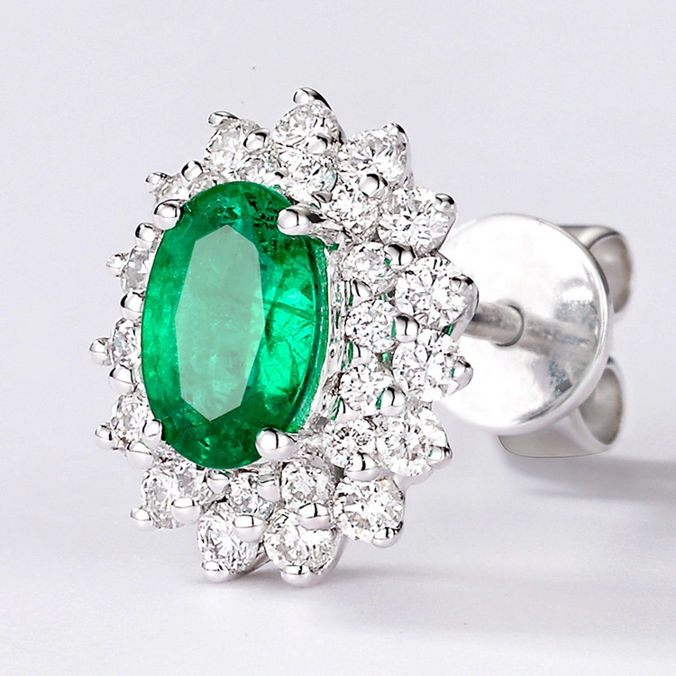 Точная украшения природных Emerald Diamond серьги реального драгоценных камней золотых ювелирных изделий шпильки крепления серьги