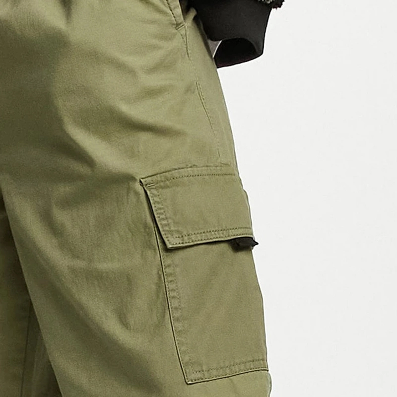 Custom Logo Toggle Cuffs Functional Pockets Drawstring Waistband Men's Cargo Pants