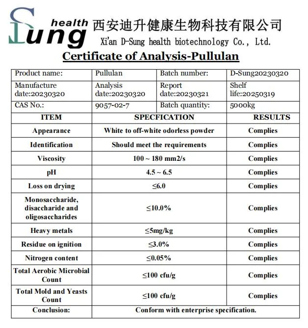 Food Grade Pullulan Purity Powder Pullulan Food Sweetener Pullulan