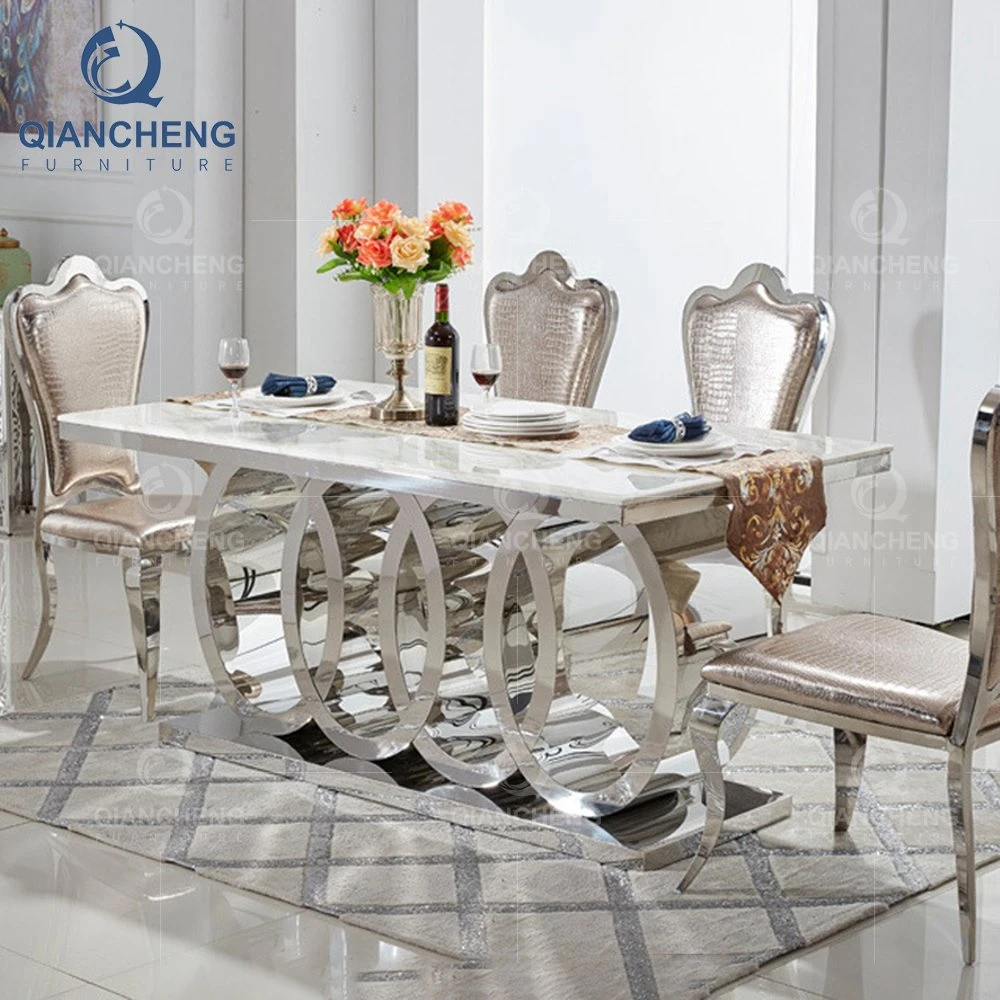 Chinese Manufacturer Silver Stainless Steel Interior Design Home Furniture Italian Dining Table